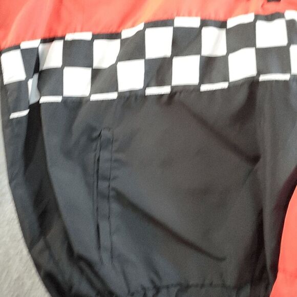 FOREVER 21 Jacket Womens Medium Black Red Check Mesh Windbreaker Hood 1/4 Zip - Picture 6 of 11